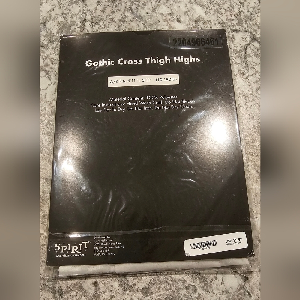 Spirit Halloween Gothic Cross Thigh Highs - White/Black - One Size Fits Most - Picture 2 of 2